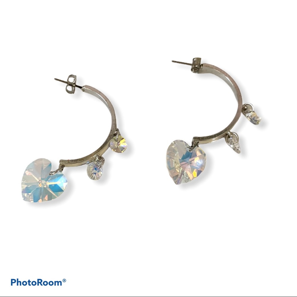 Cute crystal white hook earrings